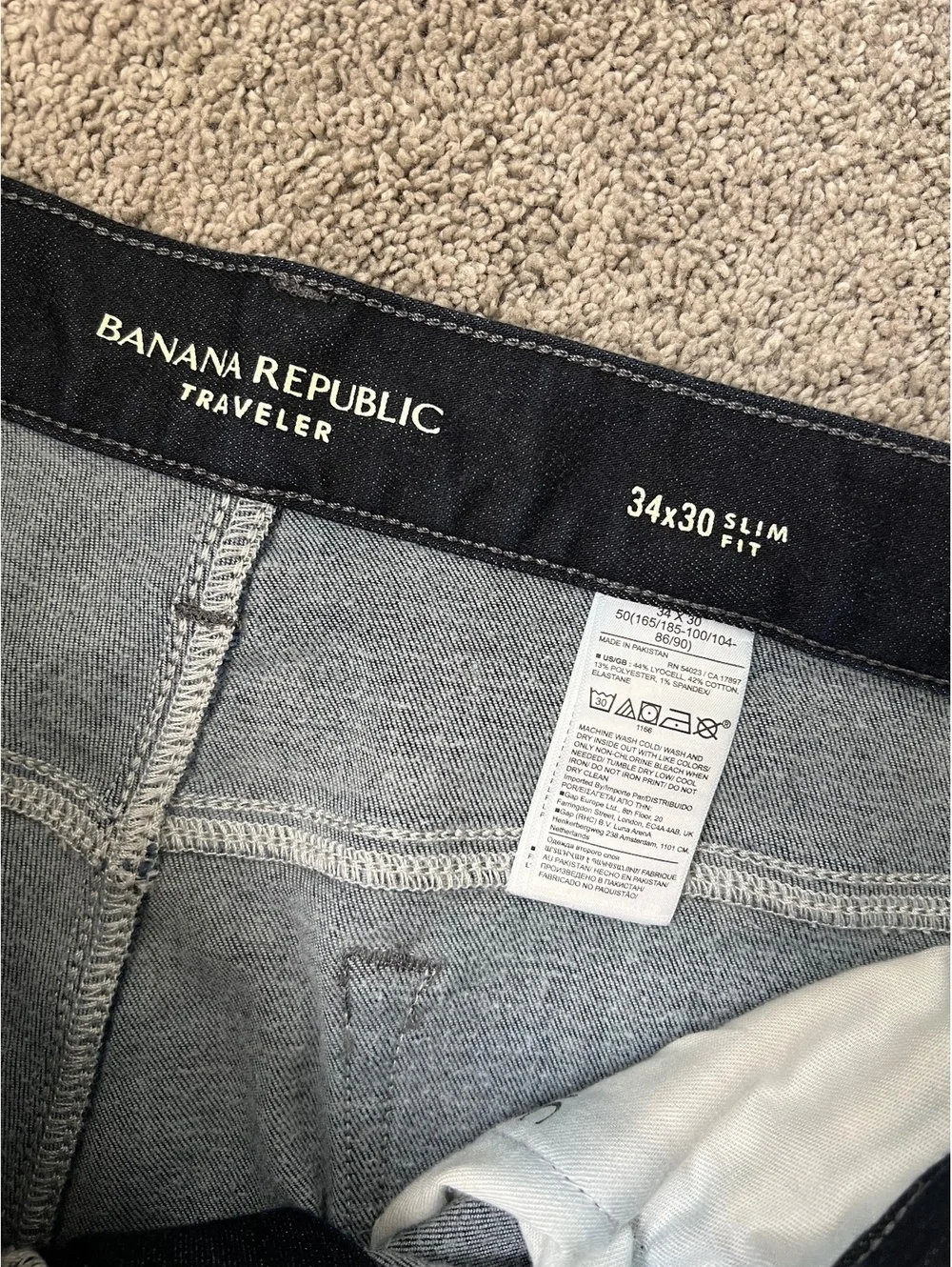 Banana Republic Traveler Jeans Men’s 34x30 Slim Fit Dark Wash Stretch Denim